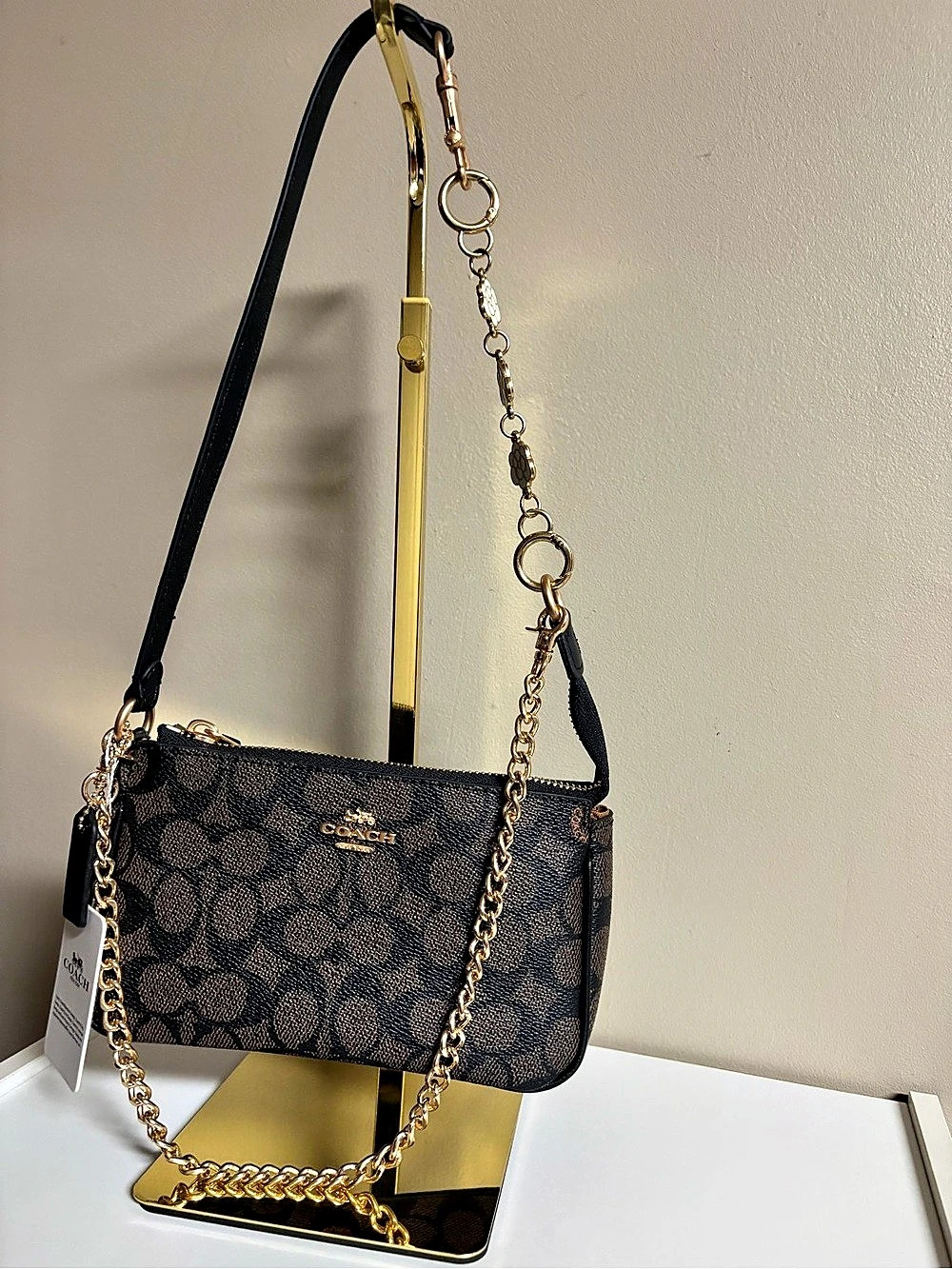 Nolita Coach Mini Wallet On A Chain In Signature Canvas Signature Canvas Brown &